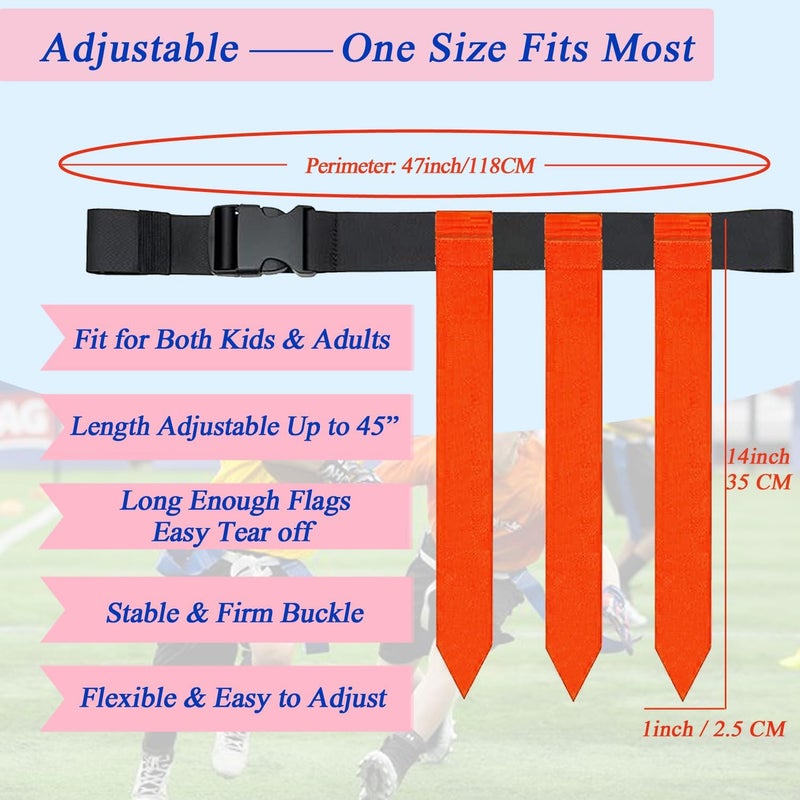 Unixing 16 Sets Flag Football Belts, Adjustable Flag Football Set with Flags and Belt Training Flag Football Flags with Storage Bags - Image 4
